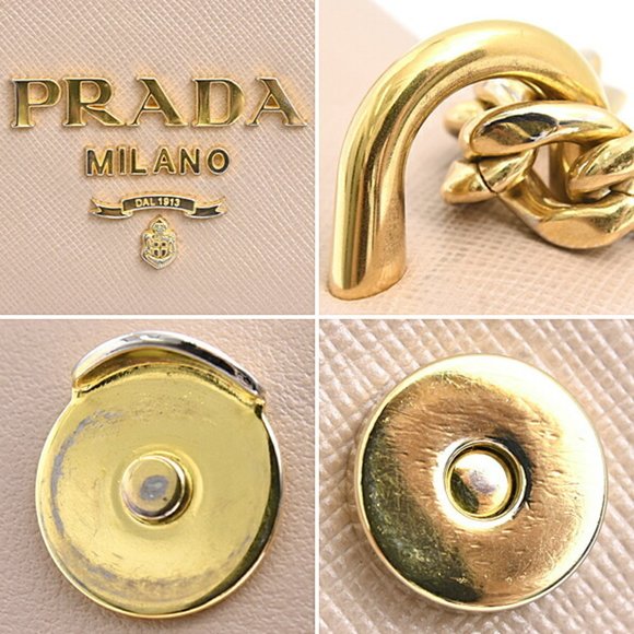 Prada Women's Chain Shoulder Bag in Saffiano Leather and Calfskin, Pink Beige... - Picture 10 of 10